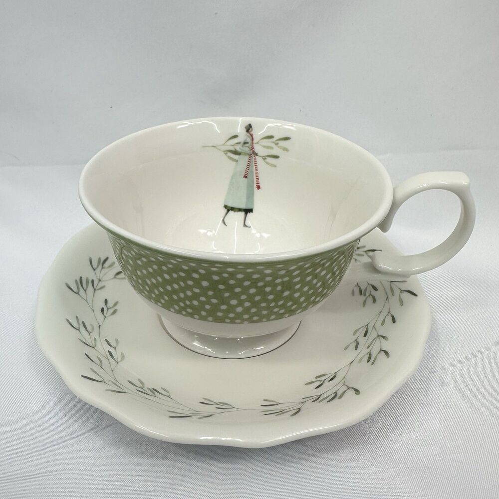 Portmeirion A Fine Romance Tea Cup And Saucer Romantic Lady Print Small Cup